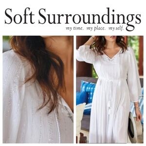 Soft Surroundings Starlight Midi Maxi Dress PS Petite Small White Metallic Boho